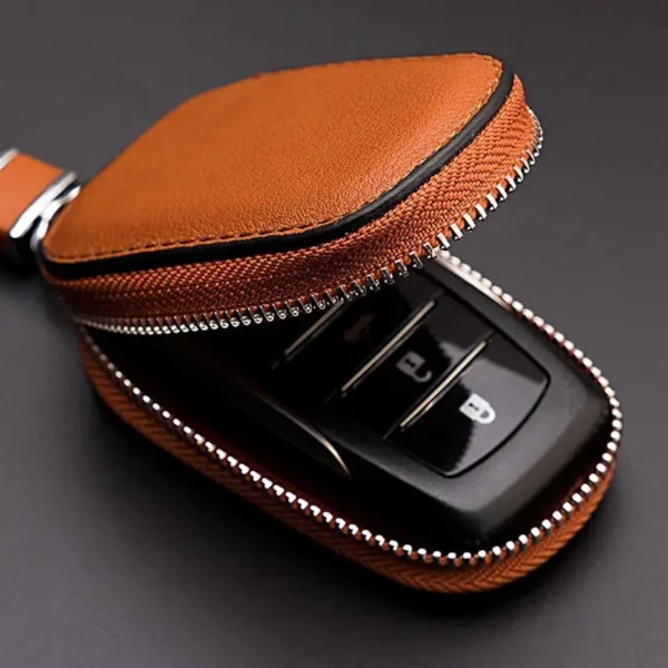 Premium Car Key Chain Key Case Holder With Zipper Scratch-resistant Car Key Cover Dust-proof For Automobile