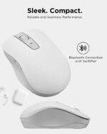 Lenovo Bluetooth Silent Mouse (WL300) - 5 Button Computer Mouse with Silent Left & Right Click – Sculpted Grip, Microsoft Swift Pair, Up to 1600 DPI (White)