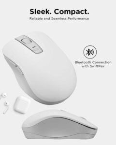 Lenovo Bluetooth Silent Mouse (WL300) - 5 Button Computer Mouse with Silent Left & Right Click – Sculpted Grip, Microsoft Swift Pair, Up to 1600 DPI (White)