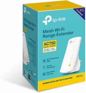 Tp-Link Ac750 Wifi Extender | Covers Up To 1200 Sq.Ft And 20 Devices Up To 750Mbps| Dual Band Wifi Range Extender | Wifi Booster To Extend Range Of Wifi Internet Connection (Re220)