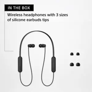 Sony WI C100 Wireless in Ear Bluetooth Headphones with Built in Microphone, Black, WIC100/B, WI-C100-Black, Small 3 Sony WI C100 Wireless in Ear Bluetooth Headphones with Built in Microphone, Black, WIC100/B, WI-C100-Black, Small