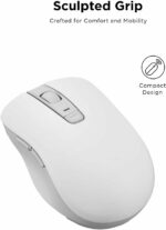 Lenovo Bluetooth Silent Mouse (WL300) - 5 Button Computer Mouse with Silent Left & Right Click – Sculpted Grip, Microsoft Swift Pair, Up to 1600 DPI (White)