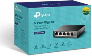 TP-Link 5-Port Gigabit Desktop PoE Switch with 4-Port PoE+, 65 W for all PoE ports, Metal Casing, Plug and Play, Ideal for IP Surveillance and Access Point(TL-SG1005P)