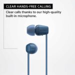 Sony WI C100 Wireless in Ear Bluetooth Headphones with Built in Microphone, Black, WIC100/B, WI-C100-Black, Small