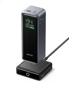 Anker Prime 27,650mAh Power Bank (250W) with 100W Charging Base, 3-Port Portable Charger, Smart App, Compatible with Macbook Pro/Air, iPhone 16/15/14 Series, Huawei, Samsung, Dell, AirPods, Xiaomi 2 Anker Prime 27,650mAh Power Bank (250W) with 100W