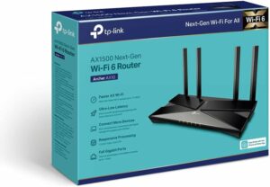 TP-Link Archer AX10 Next-Gen Wi-Fi 6 Router, AX1500 Mbps Gigabit Dual Band Wireless, OneMesh Supported, Beamforming & MU-MIMO, Ideal for Gaming Xbox/PS5/Steam and 4K, Works with Alexa