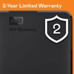 WD 2TB Elements Portable External Hard Drive USB 3.0 for PC - Black - WDBU6Y0020BBK-WESN