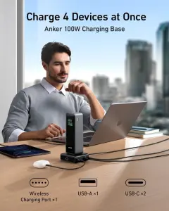 Anker Prime 27,650mAh Power Bank (250W) with 100W Charging Base, 3-Port Portable Charger, Smart App, Compatible with Macbook Pro/Air, iPhone 16/15/14 Series, Huawei, Samsung, Dell, AirPods, Xiaomi 1 Anker Prime 27,650mAh Power Bank (250W) with 100W