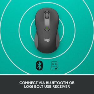 Logitech Signature M650 L Wireless Mouse - For Large Sized Hands, 2-Year Battery, Silent Clicks, Customisable Side Buttons, Bluetooth, for PC/Mac/Multi-Device/Chromebook - Graphite