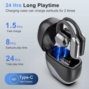 Open Ear Earphones with Earhooks Bluetooth 5.4 Headphones