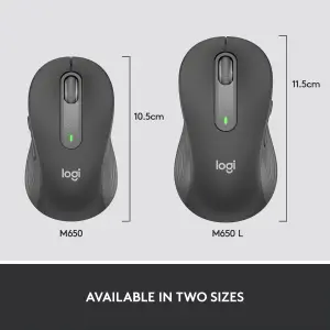 Logitech Signature M650 L Wireless Mouse - For Large Sized Hands 3 Logitech Signature M650 L Wireless Mouse - For Large Sized Hands, 2-Year Battery, Silent Clicks, Customisable Side Buttons, Bluetooth, for PC/Mac/Multi-Device/Chromebook - Graphite