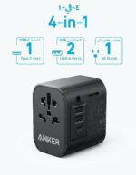 Anker PowerExtend 30W, Wall Charger with Travel Plug, 1-Ports USB-C, 2-Ports USB-A, Wall Plug, 312 Outlet Extender, Black