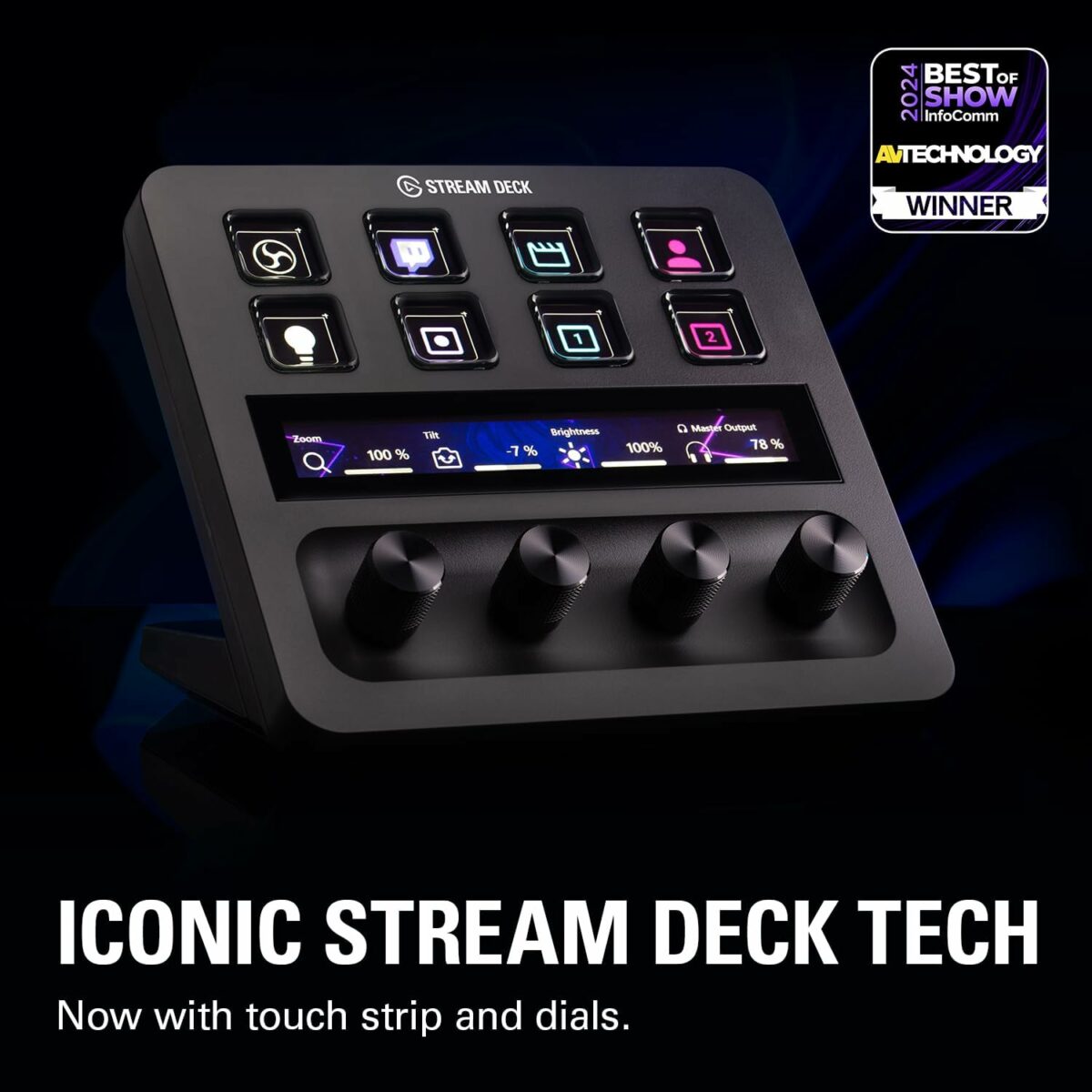 Elgato Stream Deck +, Audio Mixer, Production Console and Studio Controller for Content Creators, Streaming, Gaming, with customizable touch strip dials and LCD keys, works with Mac and PC