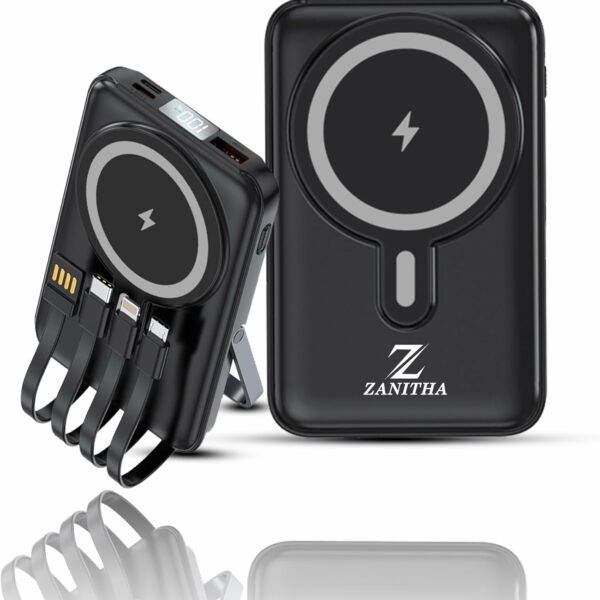 ZANITHA Wireless Power Bank 10000mAh with Built-in Cables