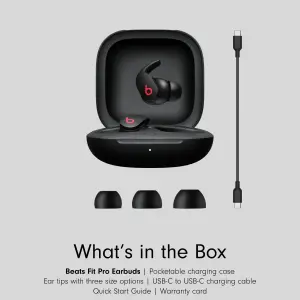 Beats Fit Pro – True Wireless Noise Cancelling Earbuds – Active Noise Cancelling - Sweat Resistant Earphones, Compatible with Apple & Android, Class 1 Bluetooth®, Built-in Microphone - Black, One Size
