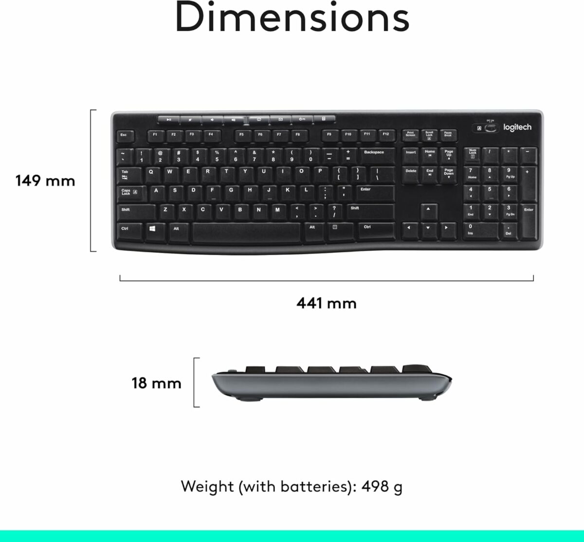 Logitech MK270 Wireless Keyboard and Mouse Combo - Keyboard and Mouse Included, Long Battery Life