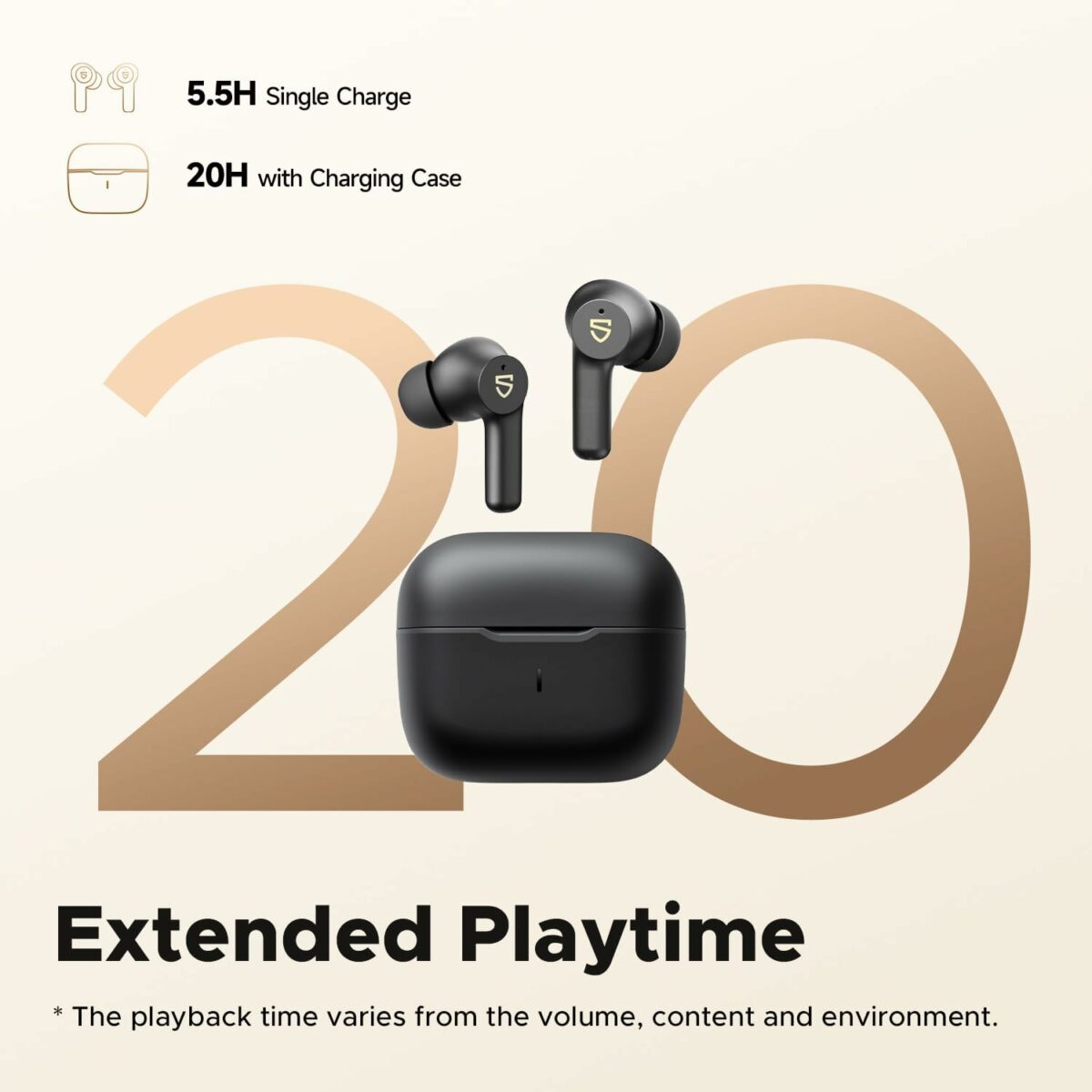 SoundPEATS Life3 Wireless Earbuds, Bluetooth 5.3 with 10mm Driver, Dual MIC Noise Cancelling Headphones, PeatsAudio APP Control&Multipoint Connection Bluetooth Earphones, 20H Playtime, Game Mode