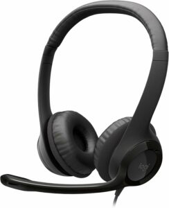 Logitech H390 Wired Headset for PC/Laptop, Stereo Headphones with Noise Cancelling Microphone, USB-A, In-Line Controls, Works with Chromebook - Black