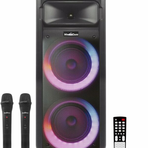 Mediacom Mci 525 Portable Party Speaker With Battery, Bluetooth And 2 Wireless Mics