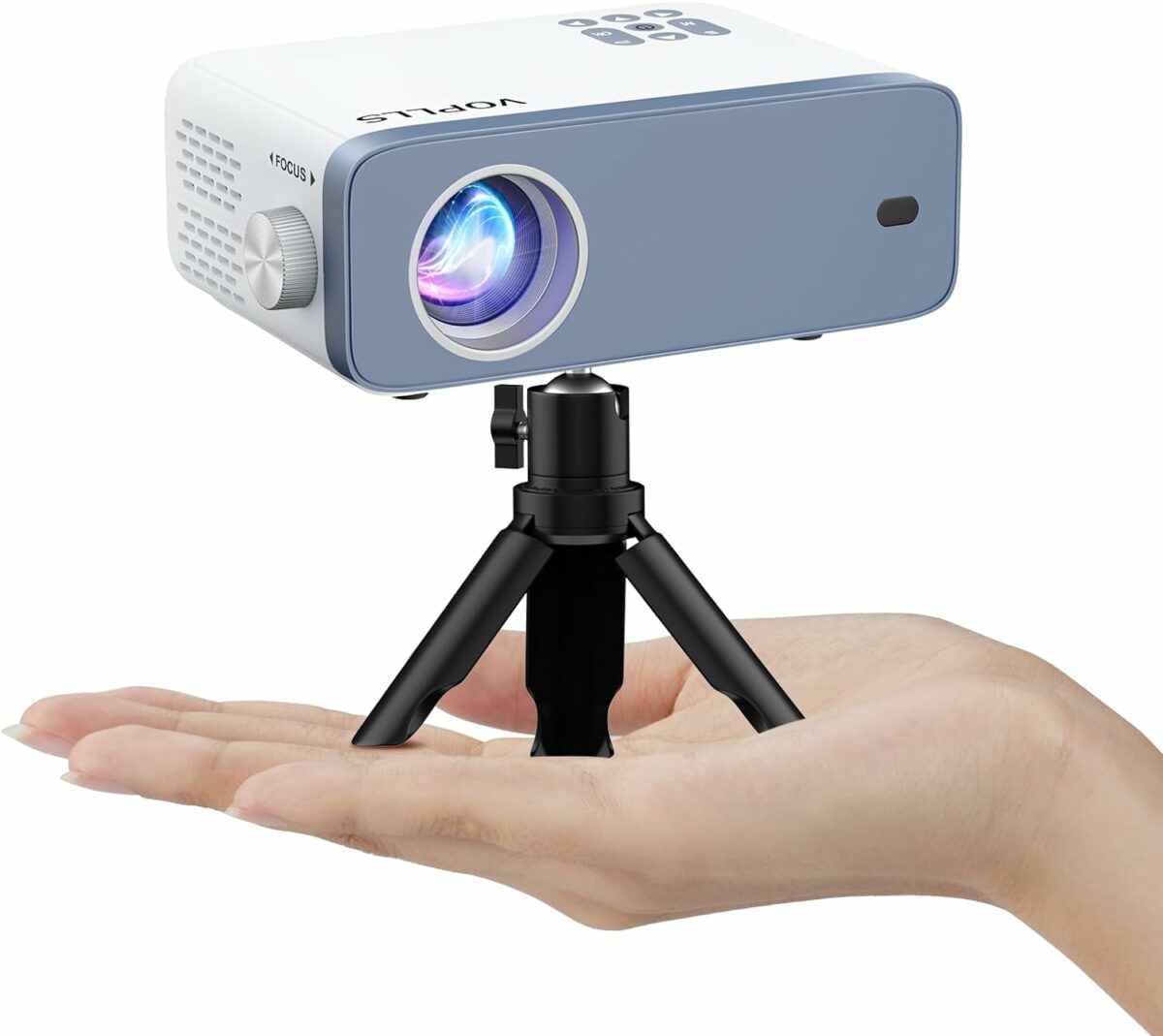 VOPLLS Mini Projector, 1080P Full HD Supported Video Projector, Portable Outdoor Home Theater Movie Projector, 50% Zoom, Compatible with HDMI, USB, AV, Smartphone/Tablet/Laptop (Small Projector)