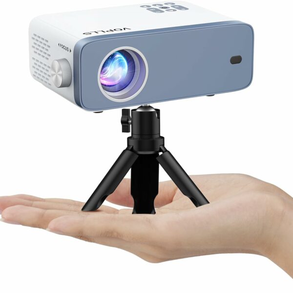 VOPLLS Mini Projector, 1080P Full HD Supported Video Projector, Portable Outdoor Home Theater Movie Projector, 50% Zoom, Compatible with HDMI, USB, AV, Smartphone/Tablet/Laptop (Small Projector)