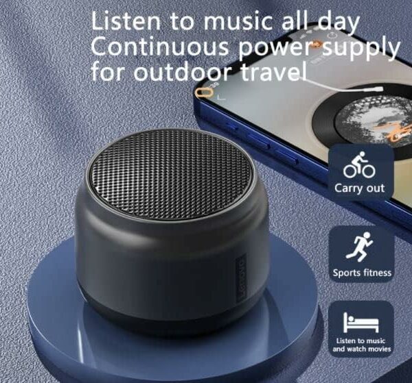 Lenovo Thinkplus Speaker, Bluetooth Version 5.0 Spearker/Outdoor Loudspeaker with 1200 mAh Battery Capacity, Black Color