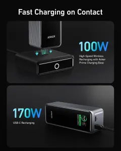 Anker Prime 27,650mAh Power Bank (250W) with 100W Charging Base, 3-Port Portable Charger, Smart App, Compatible with Macbook Pro/Air, iPhone 16/15/14 Series, Huawei, Samsung, Dell, AirPods, Xiaomi 4 Anker Prime 27,650mAh Power Bank (250W) with 100W