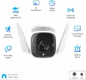 Tapo TP-Link 2K HD Security Camera Outdoor Wired,