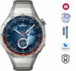 HUAWEI WATCH GT5 Pro 46 mm Smartwatch, Sharp-Edged Design, upto14 Days Battery Life, Pro-level Sports Watch, iOS & Android Compatible, HUAWEI Care+, 3 Month Extra warranty, Titanium + Gifts