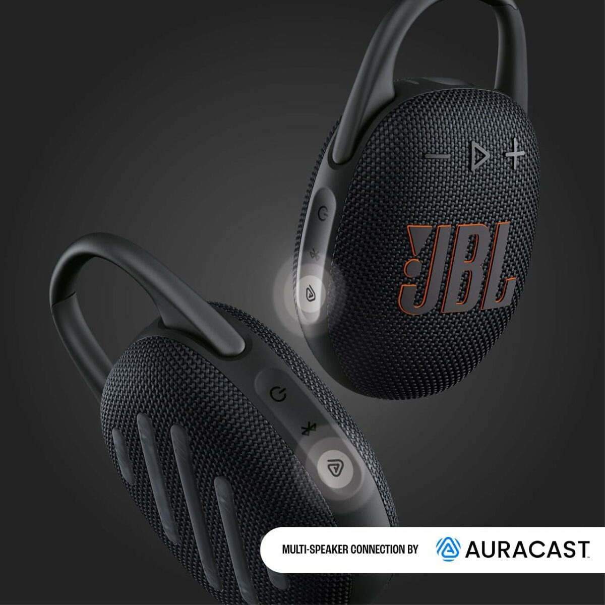 JBL Clip 5 Ultra-portable waterproof speaker with AURACAST (Connect multiple speaker), Powerful Audio, Dustproof, Wireless Bluetooth Streaming, 12 Hours of Playtime,Black