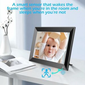 Kialloy Smart Cloud Digital Photo Frame Wifi 10.1 Inch Recording Picture Frames Built in 32GB Electronic photo frame with Video Clips and Photos Instantly Share via Email or App,Auto-Rotate