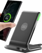 INIU Wireless Charger, 15W Qi Certified Fast Wireless Charging Stand with Sleep-Friendly Adaptive Light for iPhone 16 15 14 13 12 11 Pro Max XS Plus Samsung Galaxy S23 S22 Ultra S21 S20 Note 20 Google