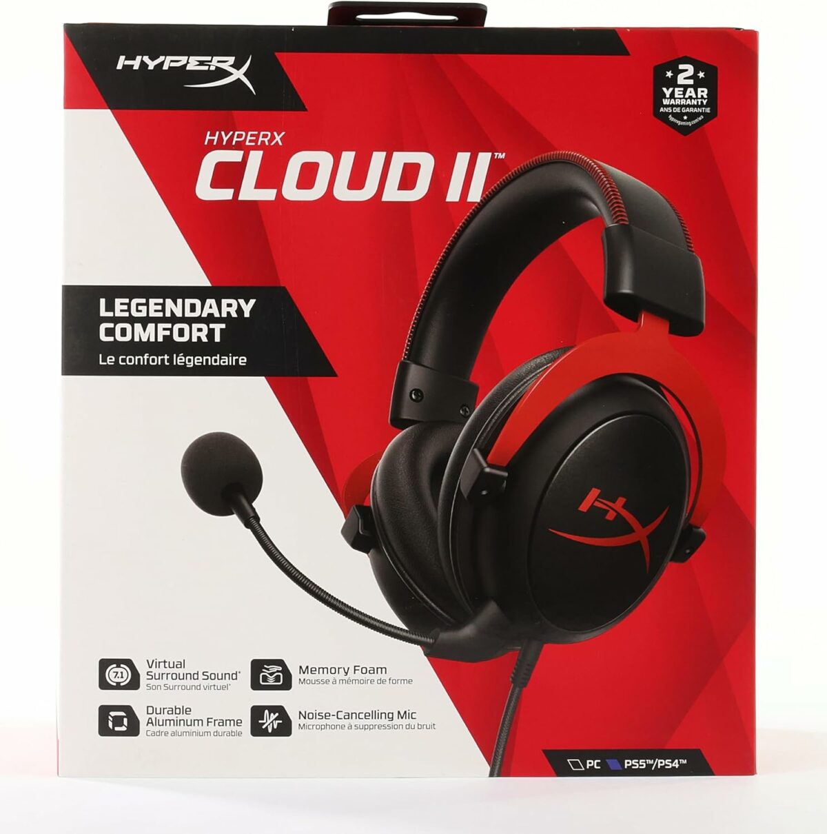 HyperX Cloud II Gaming Headset for PC & PS4 & Xbox One, Nintendo Switch, Red, Wired