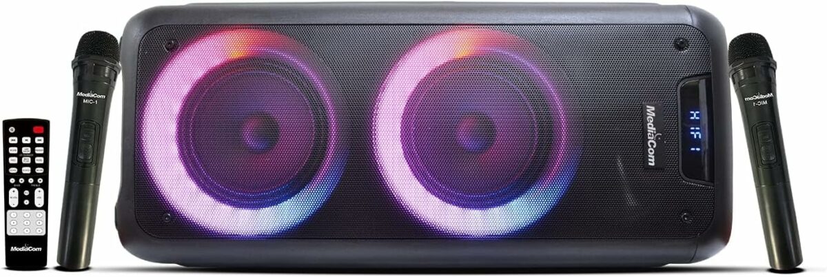 Mediacom Mci 525 Portable Party Speaker With Battery, Bluetooth And 2 Wireless Mics