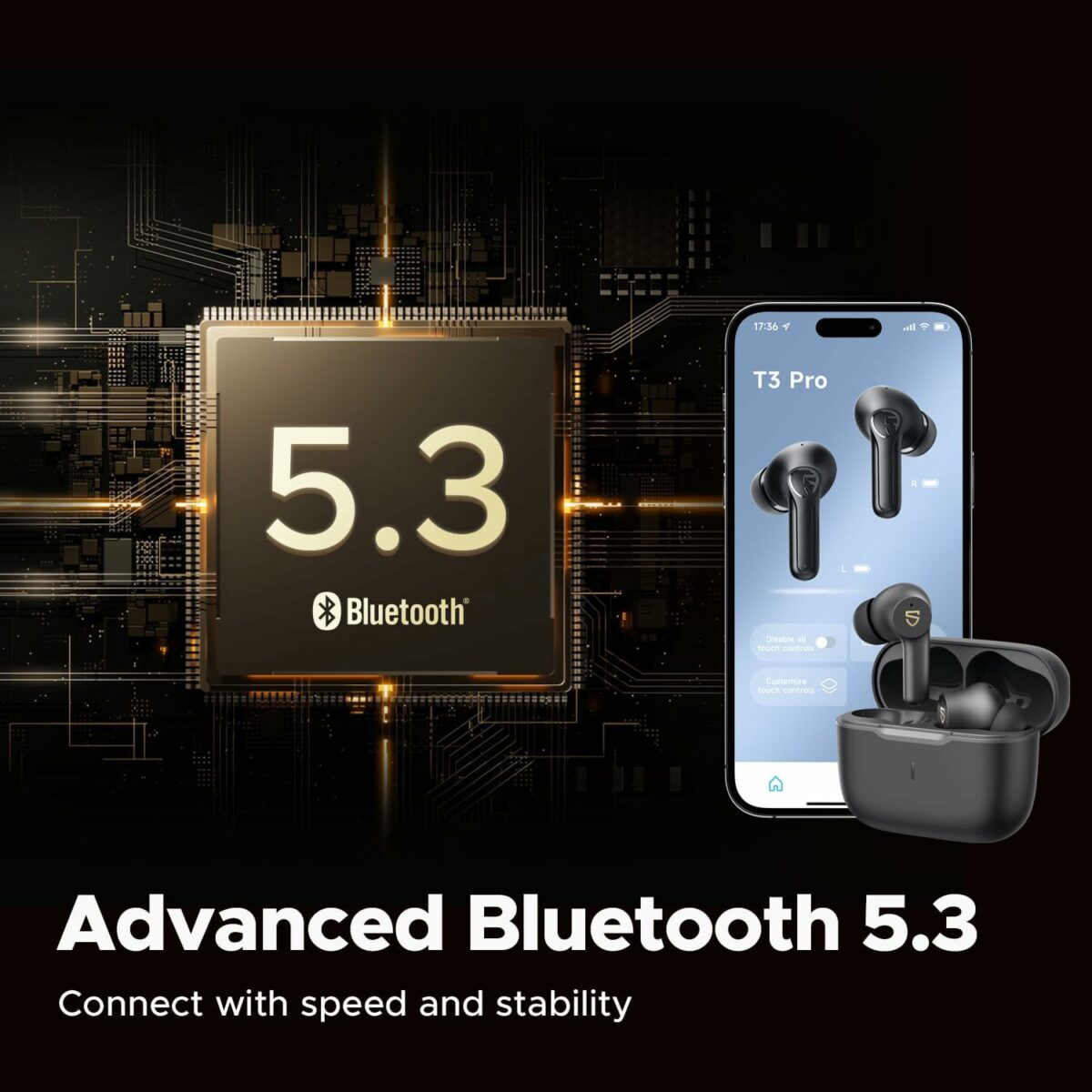 SoundPEATS Life3 Wireless Earbuds, Bluetooth 5.3 with 10mm Driver, Dual MIC Noise Cancelling Headphones, PeatsAudio APP Control&Multipoint Connection Bluetooth Earphones, 20H Playtime, Game Mode