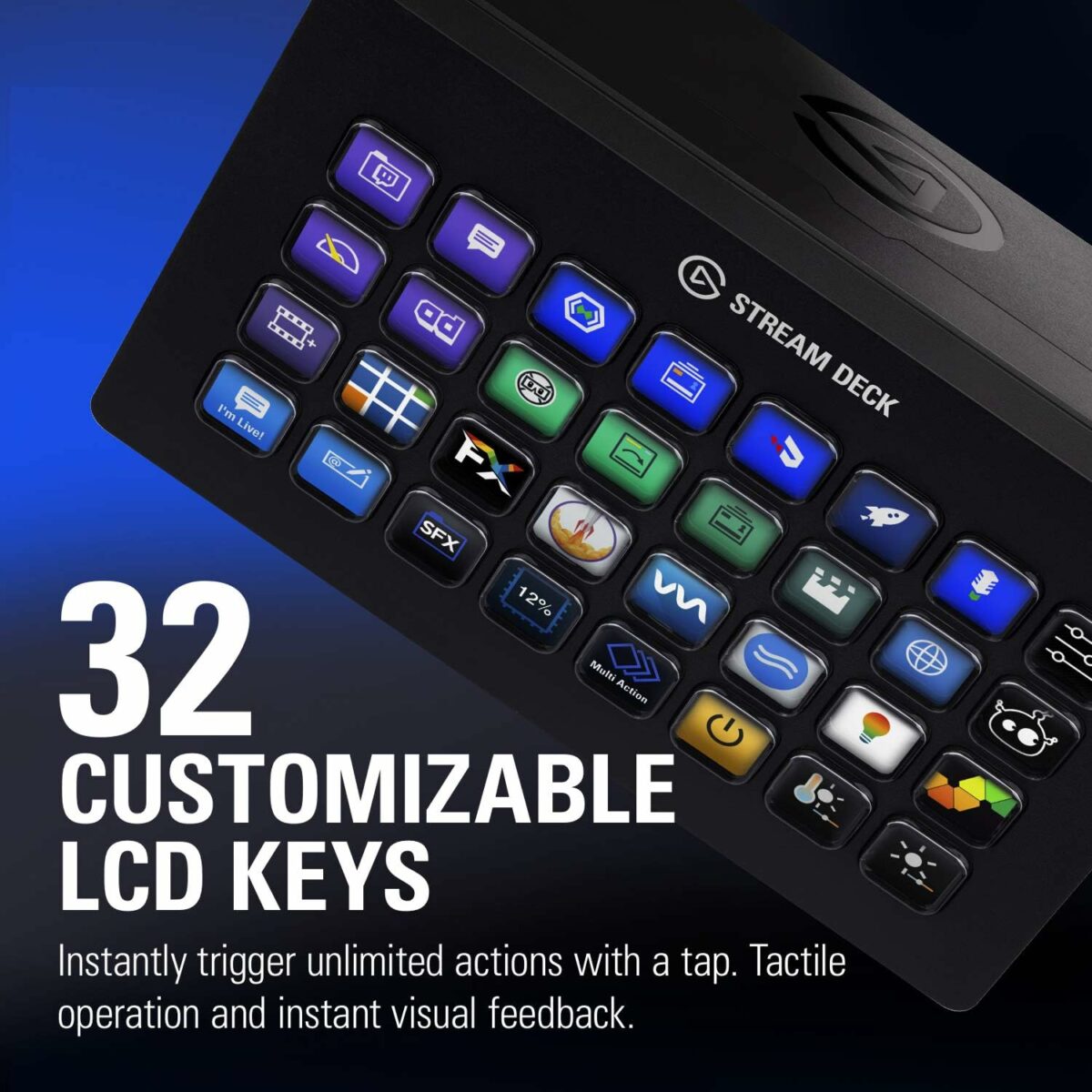 Elgato Stream Deck XL – Advanced Studio Controller, 32 macro keys, trigger actions in apps and software like OBS, Twitch, ​YouTube and more, works with Mac and PC