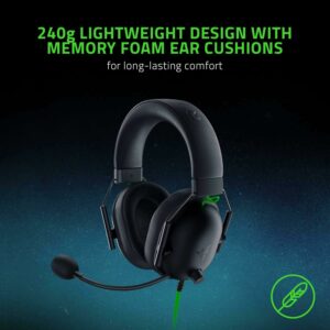 Razer BlackShark V2 X Gaming Headset: 7.1 Surround Sound, 50mm Drivers, Memory Foam Cushion, for PC, PS4, PS5, Switch, Xbox One, Xbox Series X|S, Mobile, 3.5mm Audio Jack, Classic Black 