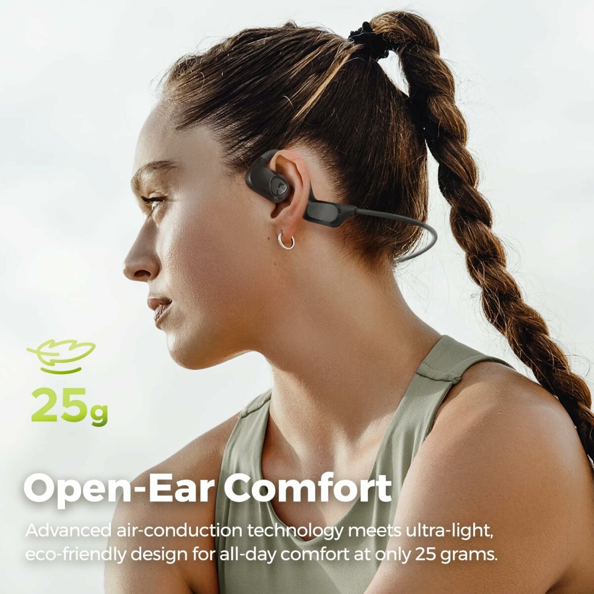 SoundPEATS Runfree Lite2 Open-Ear Headphones Bluetooth, Air Conduction Wireless Earphones, 16.2mm Driver Enhanced Bass, 2-Mic Clear Calls, Comfort Fit, Bluetooth 5.3 Headphones, for Sports & Work, APP