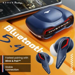 Boult x Mustang Torq Newly Launched Truly Wireless in Ear Earbuds with 50H Playtime, App Support, Quad Mic ENC, 45ms Low Latency, Breathing LEDs, 13mm Drivers, ear buds TWS Bluetooth 5.4