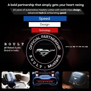 Boult x Mustang Torq Newly Launched Truly Wireless in Ear Earbuds with 50H Playtime, App Support, Quad Mic ENC, 45ms Low Latency, Breathing LEDs, 13mm Drivers, ear buds TWS Bluetooth 5.4