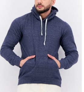 Fleece Factory سويت شيرت رجالي بغطاء للرأس وأكمام طويلة، أزرق داكن