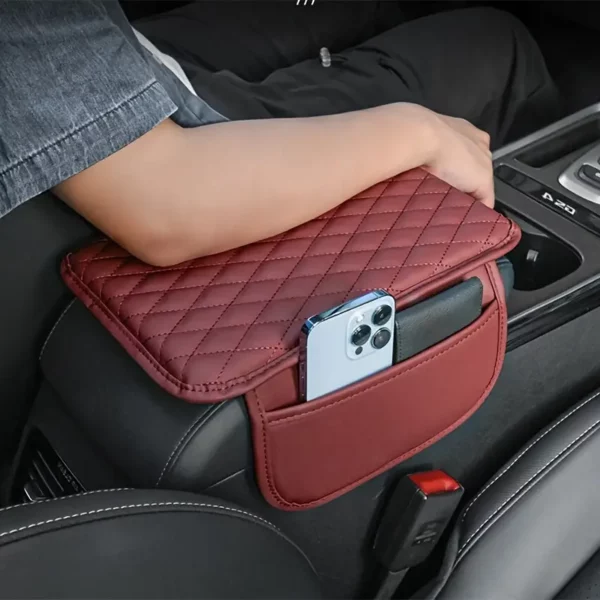 1pc Car Armrest Box Universal PU Leather Armrest Pad With