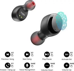 TOZO T6 True Wireless Earbuds Bluetooth 5.3 Headphones Touch Control with Wireless Charging Case IPX8 Waterproof Stereo Earphones in-Ear Built-in Mic Headset Premium Deep Bass Black 2 TOZO T6 True Wireless Earbuds Bluetooth 5.3 Headphones Touch Control with Wireless Charging Case IPX8 Waterproof Stereo Earphones in-Ear Built-in Mic Headset Premium Deep Bass Black