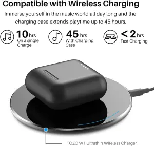 TOZO T6 True Wireless Earbuds Bluetooth 5.3 Headphones Touch Control with Wireless Charging Case IPX8 Waterproof Stereo Earphones in-Ear Built-in Mic Headset Premium Deep Bass Black 9 TOZO T6 True Wireless Earbuds Bluetooth 5.3 Headphones Touch Control with Wireless Charging Case IPX8 Waterproof Stereo Earphones in-Ear Built-in Mic Headset Premium Deep Bass Black