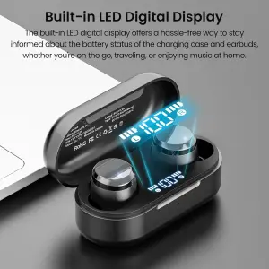 TOZO T12 Wireless Earbuds Bluetooth 5.3 Headphones Built-in ENC Noise Cancelling Mic, 55 Hrs Playtime App Customize EQ IPX8 Waterproof LED Digital Display Premium Sound Headset Black 8 TOZO T12 Wireless Earbuds Bluetooth 5.3 Headphones Built-in ENC Noise Cancelling Mic, 55 Hrs Playtime App Customize EQ IPX8 Waterproof LED Digital Display Premium Sound Headset Black