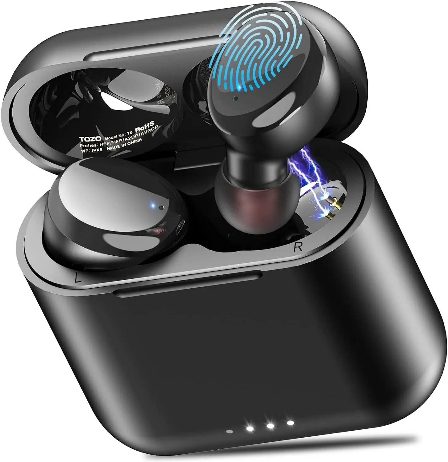 TOZO T6 True Wireless Earbuds Bluetooth 5.3 Headphones Touch Control with Wireless Charging Case IPX8 Waterproof Stereo Earphones in-Ear Built-in Mic Headset Premium Deep Bass Black TOZO T6 True Wireless Earbuds Bluetooth 5.3 Headphones Touch Control with Wireless Charging Case IPX8 Waterproof Stereo Earphones in-Ear Built-in Mic Headset Premium Deep Bass Black