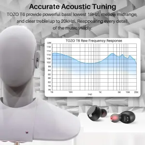 TOZO T6 True Wireless Earbuds Bluetooth 5.3 Headphones Touch Control with Wireless Charging Case IPX8 Waterproof Stereo Earphones in-Ear Built-in Mic Headset Premium Deep Bass Black 7 TOZO T6 True Wireless Earbuds Bluetooth 5.3 Headphones Touch Control with Wireless Charging Case IPX8 Waterproof Stereo Earphones in-Ear Built-in Mic Headset Premium Deep Bass Black