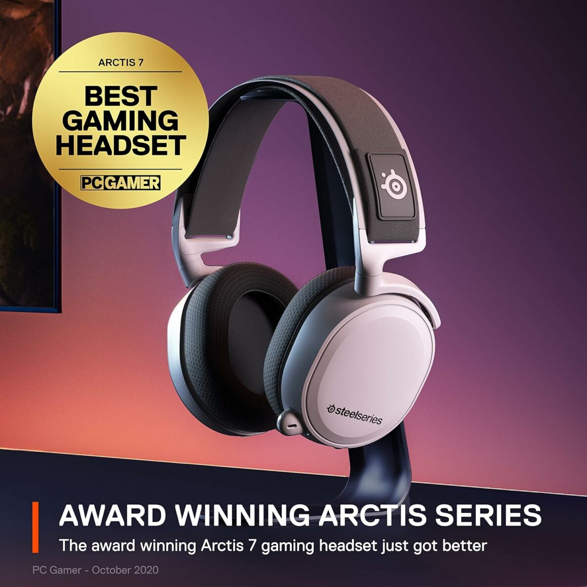 SteelSeries Arctis 7+ Wireless Gaming Headset - Lossless 2.4 GHz - Sonar 7.1 Virtual Surround Sound - 30 Hour Battery Life - USB-C Quick Charging - For PC, PS5, PS4, Mac, Android and Switch - White