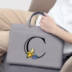 Letter C And Banana Print Laptop Sleeve Bag With Double Handles, Durable Commuter Bag, Briefcase, Simple Fashion Slim Laptop Bag For Commute And Daily Use, Multi-compartment Design, Easy To Organize Items