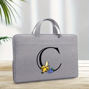 Letter C And Banana Print Laptop Sleeve Bag With Double Handles, Durable Commuter Bag, Briefcase, Simple Fashion Slim Laptop Bag For Commute And Daily Use, Multi-compartment Design, Easy To Organize Items